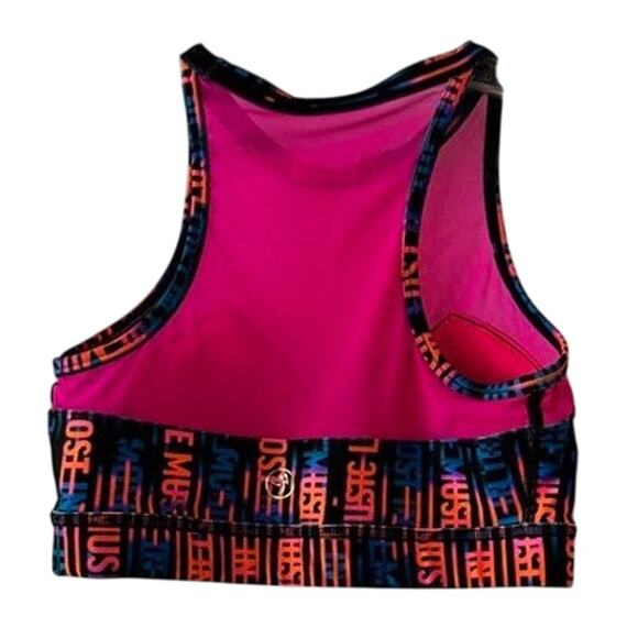 Zumba Wear Neon Pink Mesh Sports Bra and/or Crop Top Graphic Print Size M - Picture 3 of 16
